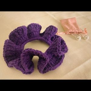 Handmade cotton crochet scrunch (Purple)